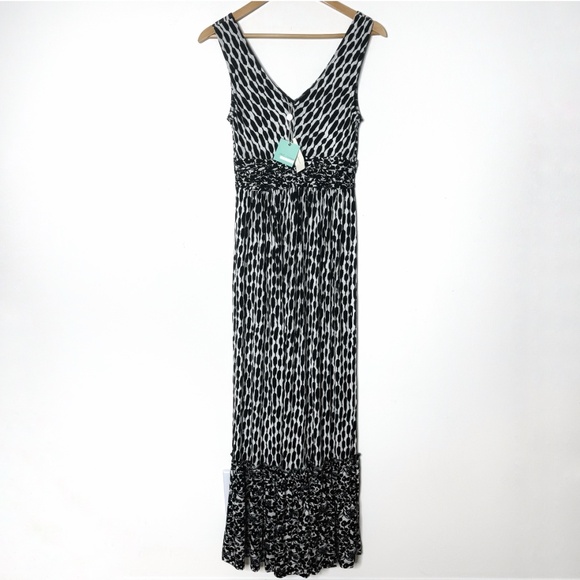 NWT Anthropologie Dress Plenty By Tracy Reece Maxi Black Print Marcia Stretch - Picture 2 of 16
